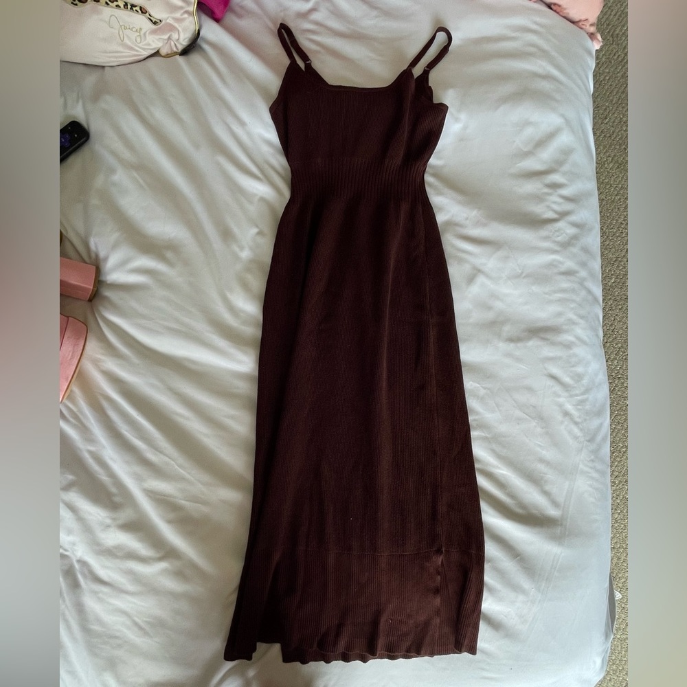 Brown Knit Maxi Dress